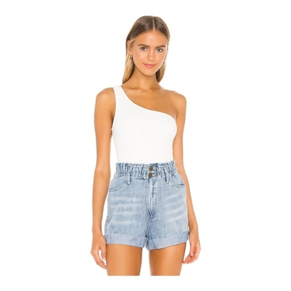 Show Me Your MuMu White Bodysuit One Shoulder Sleeveless in Bone Size Small - Picture 2 of 10